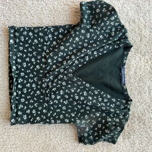 Brandy Melville Dark Green Floral Crop Top